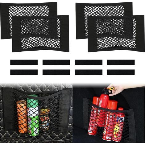 Filet de coffre en maille avec fermeture auto-agrippante pour voiture, filet de rangement extensible universel, organisateur mural pour coffre (50 x 25 cm) (1/5)