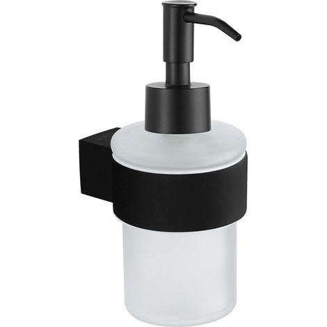 kielle Vega - Dispenser di sapone liquido con supporto, vetro opaco/nero opaco 40118034 (1/4)