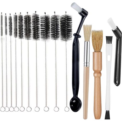 Spazzole per macinacaffè, kit di pulizia da 15 pezzi per macchine da caffè – Spazzole in nylon per macinacaffè, macchine per espresso e accessori per il caffè