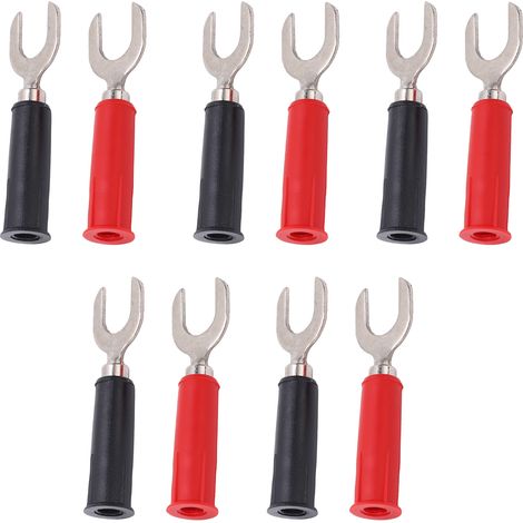 10 pièces connecteurs fourche en laiton gainés PVC, type Y 8mm et type U 4mm, pour fiches banane 30V AC-60V DC (1/5)