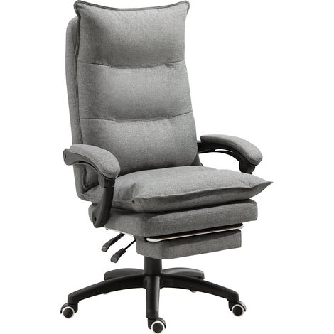Sedia Poltrona da Ufficio Presidenziale Massaggiante 70x62x120-130 cm con Poggiapiedi Grigio (1/5)