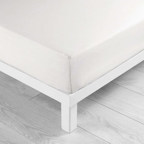 1 Drap Housse, 100% Coton, 57 fils/cm2, 140x190 cm, Blanc, pour matelas 30cm