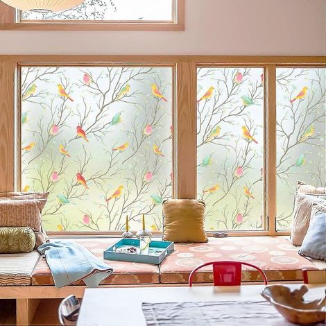 Sichtschutzfolie für Fenster, Buntglasfolie, antistatische Antihaftfolie, dekorative Milchglasfolie für Fenster. (1/5)
