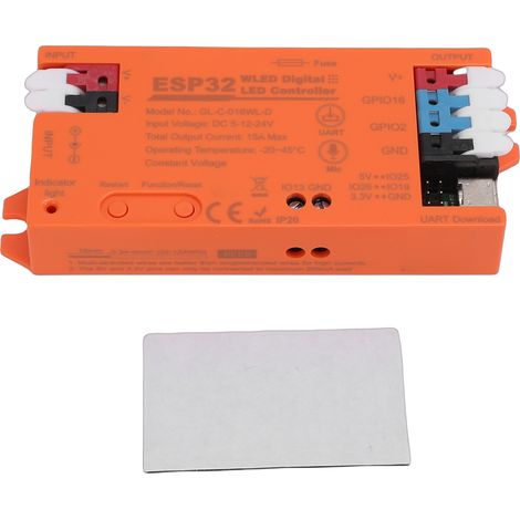 Contrôleur de bande LED, micro intégré, fusible 15A, prise en charge de l'éclairage dynamique, UART USB C, téléchargement, relais d'économie d'énergie, contrôle par application Orange (1/5)