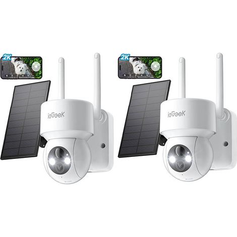 Iegeek – Caméra de surveillance solaire sans fil 2K – Vision nocturne couleur – Détection humaine AI/PIR – Panoramique 355°/inclinaison 120° – Compatible Alexa/IP65 (1/5)
