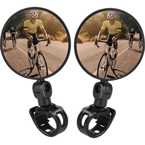 Fahrradspiegel, 2 Stück verstellbare, drehbare, konvexe Kunststoff-Rückspiegel zur Lenkermontage für Rennräder und Mountainbikes (1/5)