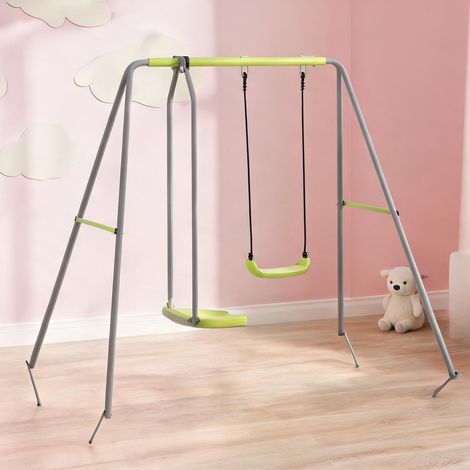 Portique de balançoire vert en métal 255 x 160 x 180 cm (1/5)