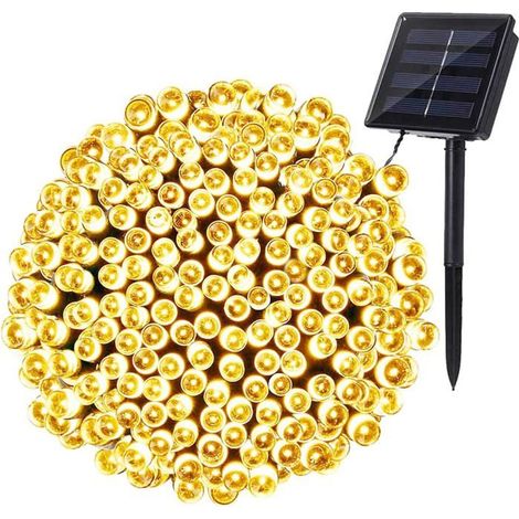 Guirlande Lumineuse Exterieur Solaire, 22M 200 LED Guirlande Solaire Intérieur Étanche 8 Modes Lumière (Blanc Chaud)