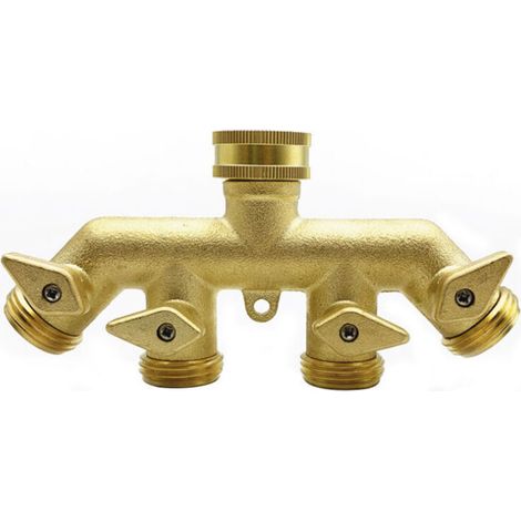 Schlauchverteiler (4-Wege), Messing-Gartenschlauchadapter, Vierwege-Splitteradapter, Kugelhahn, Wasserhahnanschluss, einteilig