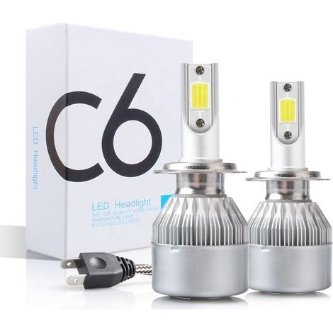 2 x Ampoules H7 LED Ventilé COB C6 - 3800Lm - 12V / 24V - Lampes LED (1/5)