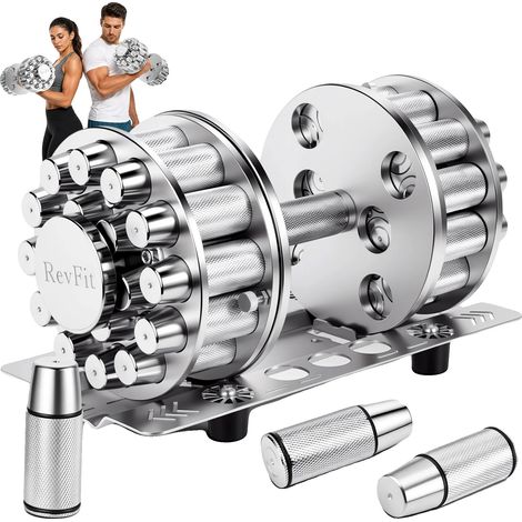 Verstellbare Kurzhanteln, elektroplattierte Oberfläche, Gewichtsspanne von 5 bis 50 lbs, Abmessungen 12 x 6 x 6 Zoll, Geeignet für Krafttraining, (1/5)