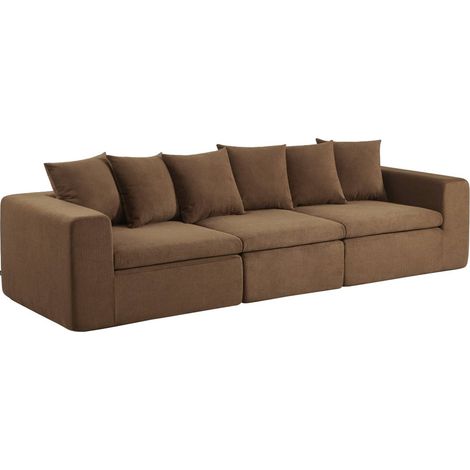 sweeek - Modulares 3-Sitzer Sofa mit Chenille-Bezug, Chenille, Braun