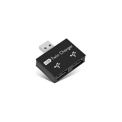 Hub USB portatile a 2 porte USB 2.0, adattatore da maschio a doppia femmina per laptop e computer desktop (nero) (1/5)