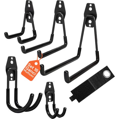Kit 16 Ganci Da Muro Per Officina O Garage – Diverse Misure E Usi