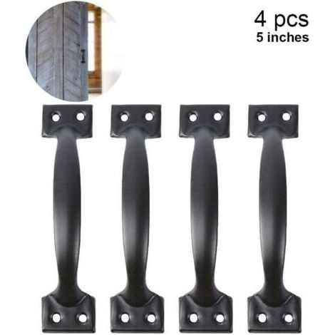 pièces poignées de porte de grange poignées de porte pour clôtures en bois poignée d'armoire vintage pour armoire de cuisine meubles tiroir matériel d'armoire, 5 pouces, noir (1/4)