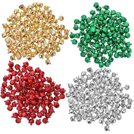 400 bunte Metallglöckchen für Wohndekoration, DIY-Projekte oder Bastelarbeiten. – 0,8 x 0,8 x 0,8 cm (1/3)