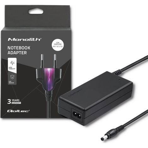 Adaptador de corriente Qoltec para portátil Samsung de 90 W  19 V  4,74 A  5,5 x 3,5 + pines  + cable de alimentación (1/5)