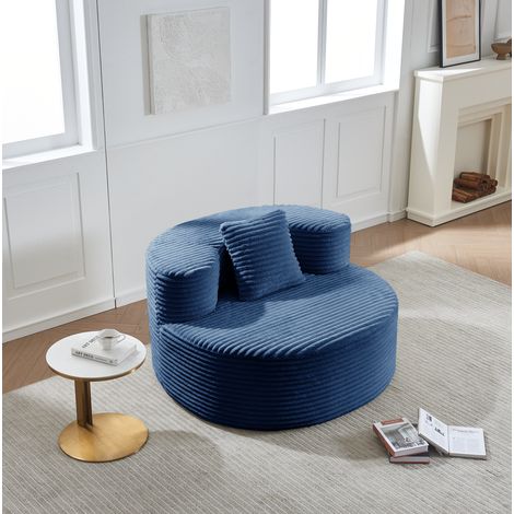 Pouf canapé nuage en tissu côtelé bleu, 112 x 105 x 59 cm, sans montage, REDOM (1/5)