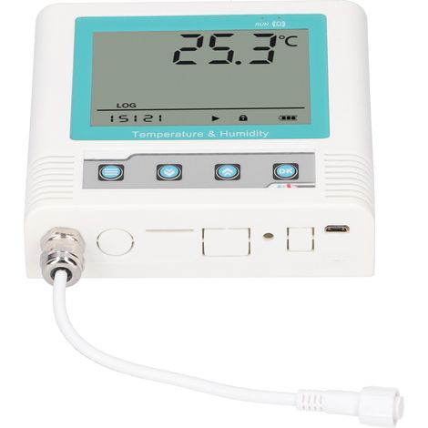 Enregistreur de données de température USB avec écran LCD externe, sondes de capteur précises, alimentation 5 V CC (1/5)