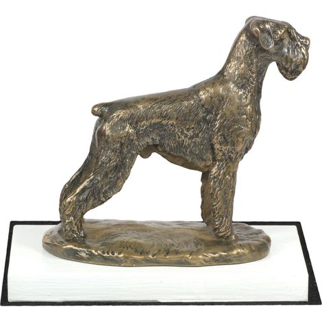 Schnauzer, Schnauzer I - estatuilla de perro, figura sobre base blanca, trofeo para una exposición canina de la marca Art-Dog (1/5)