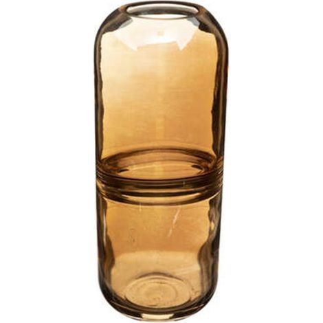 Vase Rond Design en Verre "Line" 25cm Ambre
