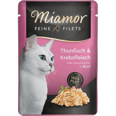 Cibo umido per gatti MIAMOR Feine Filets tonno con granchio bustina 24x100g