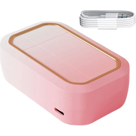 Nettoyeur de lentilles de contact à ultrasons avec 4 modes de durée, vibration haute fréquence à 360 degrés, appareil de nettoyage de lentilles de contact rechargeable via USB (1/5)