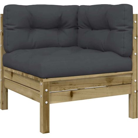 Canapé d'angle de jardin Divan de jardin avec coussins bois de pin imprégné (1/5)