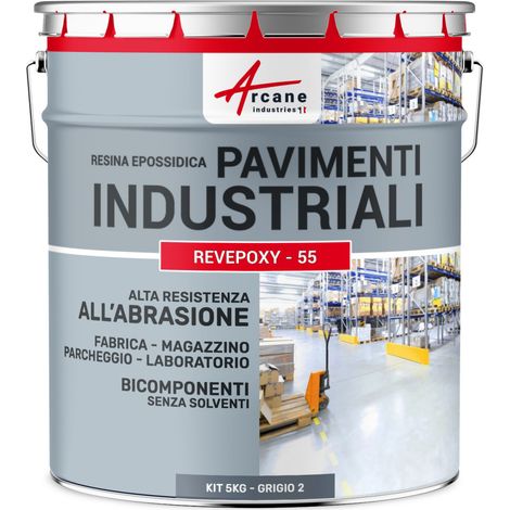 Vernice epossidica per pavimenti industriali - REVEPOXY TRAFFICO INTENSO - 5 Kg (fino a 10 m² in 2 strati) Telegris 2 - RAL 7046 - ARCANE INDUSTRIES (1/5)