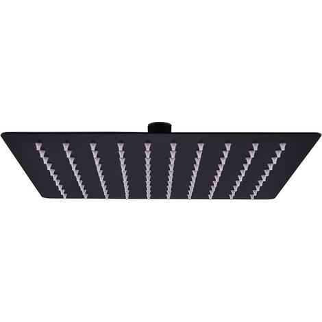 Pomme de Douche de Salle de Bain Acier Inoxydable 20x20 cm Carrée Noir (1/5)