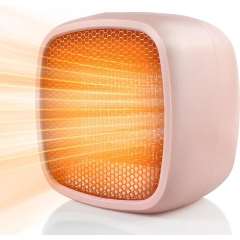 Radiateur d'appoint portable, radiateur électrique en céramique 800 W, petit radiateur, chauffe en 2 secondes (rose) (1/5)