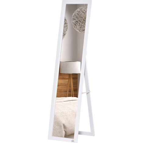 Specchio rettangolare da terra, autoportante e da parete, specchio a figura intera per spogliatoio, camera da letto, soggiorno, dimensioni: 37L x 37W x 154H cm, bianco