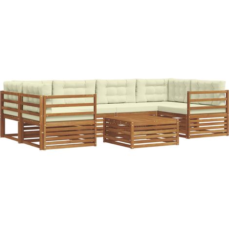 Outdoor Sofa Set with Cushion 7 pcs Natural and Cream vidaXL (1/5)
