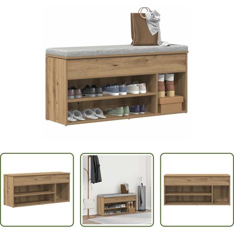 vidaXL Schuhablage - Schuhbank Artisan-Eiche 102x30,5x45 cm Holzwerkstoff (1/5)