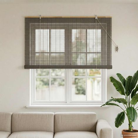 vidaXL Tenda a rullo Grigio 150 x 160 cm Bambù