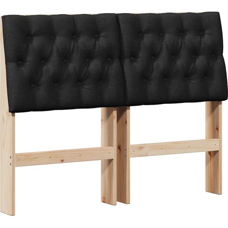 Gepolstertes Kopfteil Schwarz 120 cm Massives Kiefernholz vidaXL