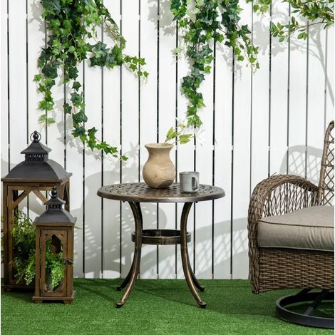table jardin d'appoint ronde aluminium bronze HAVRYA (1/5)