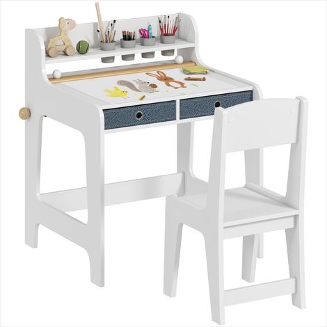 Ensemble table et chaises enfant blanc MDF avec rangements 62,8 x (1/5)