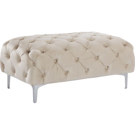 Pouf chesterfield in velluto Beige - EDWINA