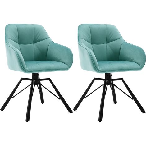 Woltu – Lot de 2 chaises pivotantes 360° – Velours doux vert turc – Pieds en métal – Confort optimal pour salle à manger (1/5)