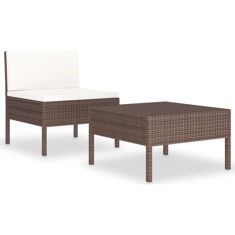 Maison Exclusive - 2-tlg. Garten-Lounge-Set mit Auflagen Poly Rat (1/5)