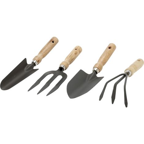 4 Pièces Kit Outils De Jardinage, Pelle Transplantoir Râteau Fourche, Pour Balcon Et Petites Surfaces