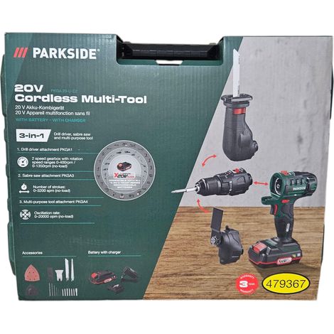 Perceuse-visseuse sans fil 20 V 3 en 1 sans batterie ni chargeur, appareil multifonction, scie sabre, perceuse-visseuse (1/4)
