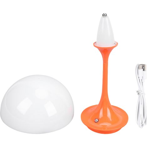 Lampe de table champignon, 3 températures de couleur, intensité variable en continu, commande tactile, rechargeable, style milieu du siècle, pour chambre à coucher, orange vif (1/5)