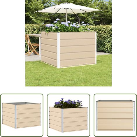 Terrassenplanter -  Pflanzkübel Elfenbein 100 x 100 x 75 cm Stahl (1/5)