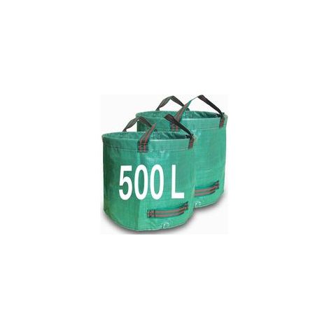 Sacs à déchets de jardin 500L x 2 – Tissu polypropylène indéchirable – 4 poignées pour transport facile – Cerceau flexible pour remplissage rapide (1/5)
