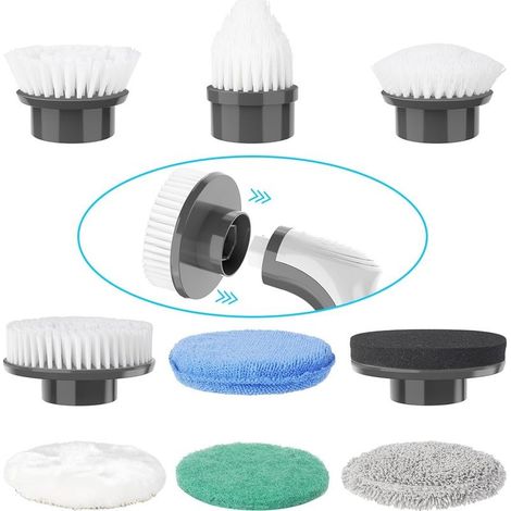 Têtes de Brosse de Rechange, [9 pcs] Brosse Nettoyage Electrique Têtes de Brosse, Kit d\\'Accessoires de Brosse pour Brosse Rotative Nettoyage,Compatibilité avec Brosse électrique Homtronics (1/5)