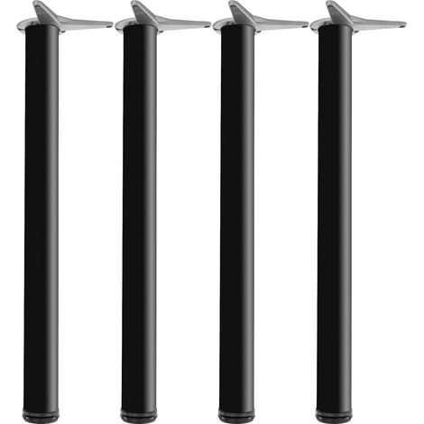 camar Tischfüße verstellbar 700-730mm rund ø 60mm, Metall Tischbeine höhenverstellbar, Stahl schwarz lackiert 4 Stück (1/2)