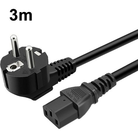 Cable D'alimentation - Prise Euro Type F - Connecteur IEC C13 - Pour PC Moniteur Imprimante Scanner - 1 m / 1,5 m / 3 m (1/5)