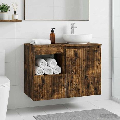 Mueble de Cuarto de Baño Roble Ahumado 30 x 35 x 50 cm